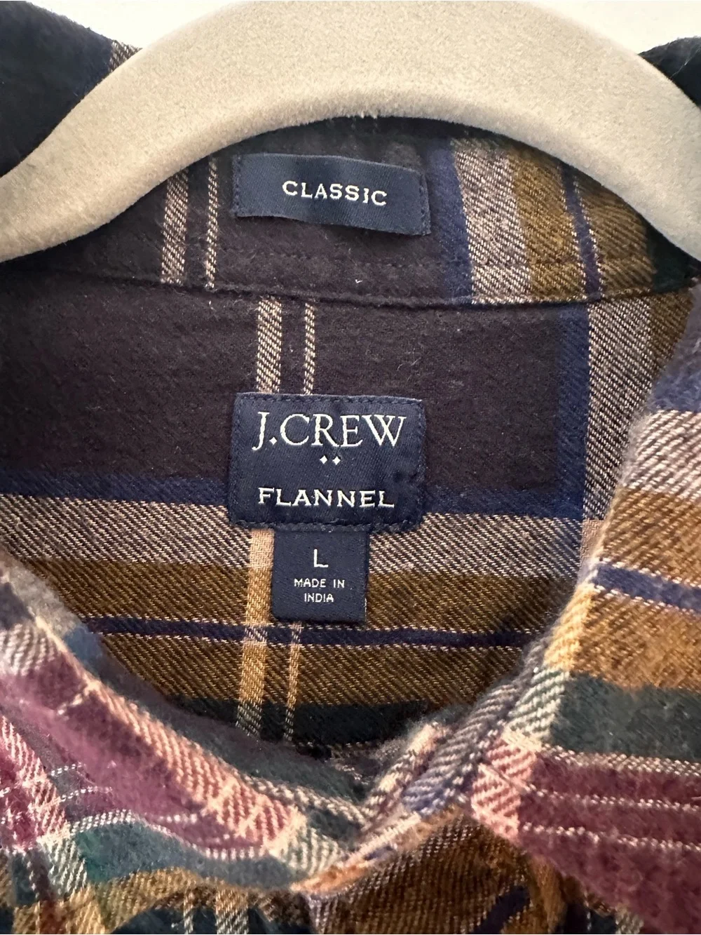J.Crew Men’s Classic Plaid Flannel Button Down Shirt Size Large 100% Cotton